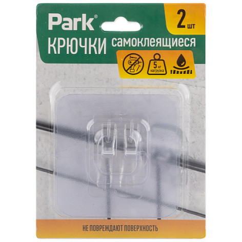 Набор пластиковых крючков 2 шт самоклеящ 5,8*5,8 см для проводов нагрузка до 5кг Park