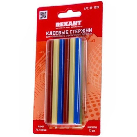 Стержни клеевые  7,4мм*100мм цветные 12шт Стержни клеевые  7,4мм*100мм цветные 12шт