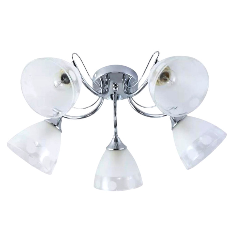 Люстра 5 плафонов 59*24 см E27 60Вт 20м2 плафон стекло хром Baizheng