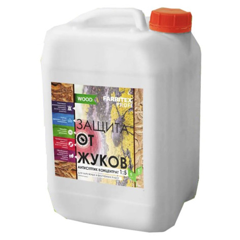 Антисептик Защита от жуков Farbitex Profi Wood концентрированный 10 л