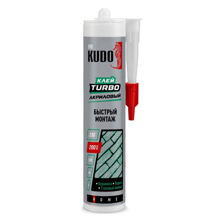 Жидкие гвозди Kudo Home Turbo для быстрого монтажа (на акриловой основе) белые 280мл (12) +5С