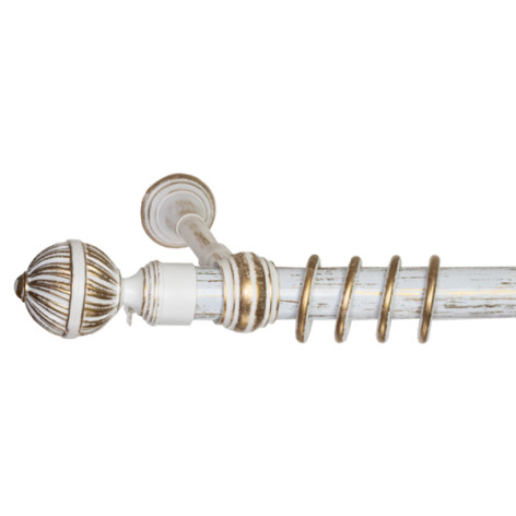 Карниз метал+пластик Византия 28мм кракелюр 1,8м белый с золотом Дубрава