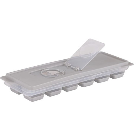 Форма пластиковая для льда 12 ячеек 26*9,2*3,5 см крышка с клапаном серый Perfetto Mallony