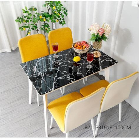 Клеенка силиконовая 1,0*20 м 0,6 мм мрамор серебро на черном LS8191E-100CM Baizheng