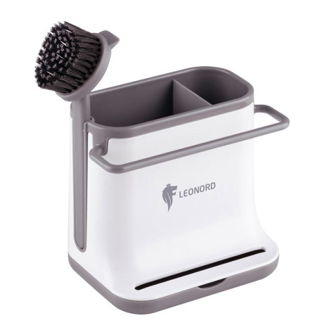 Подставка пластиковая для моющего средства и губки 140*108*130 мм + щетка Leonord