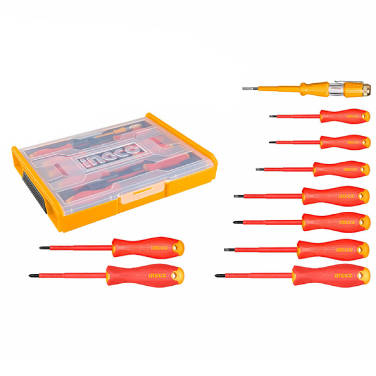 Набор диэлектрического инструмента 1000 В, INGCO HKTV01S101 10 предметов INDUSTRIAL