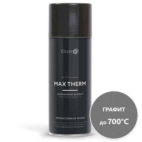 Эмаль аэроз. термостойкая 700град  графит 520мл Elcon MAX THERM