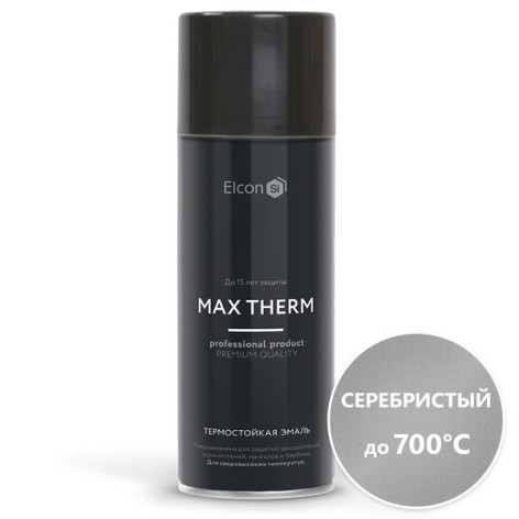 Эмаль аэроз. термостойкая 700град  серебристая 520мл Elcon MAX THERM