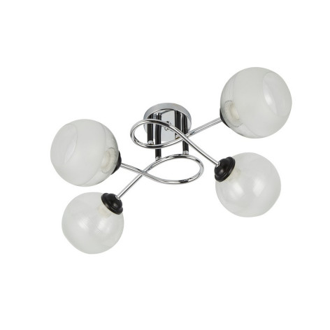 Люстра 4 плафона 61*43*17 см Е27 60Вт 16м2 плафон стекло черный хром Baizheng