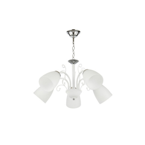 Люстра 5 плафонов 54*52 см Е27 60Вт  20 м2 плафон стекло белый хром Baizheng