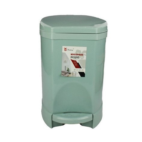 Ведро пластиковое для мусора 12 л 240*350мм круглое с педалью вкладыш мятный Baizheng