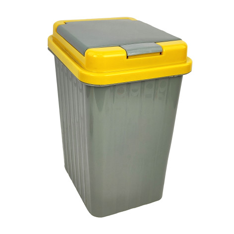 Ведро пластиковое для мусора 13 л 350*280*210 мм с крышкой серый Baizheng