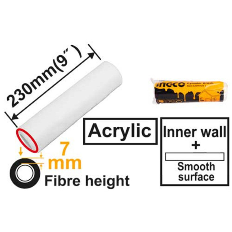 Ролик d6мм Акрил 230 мм ворс 7 мм INGCO HRC0523007