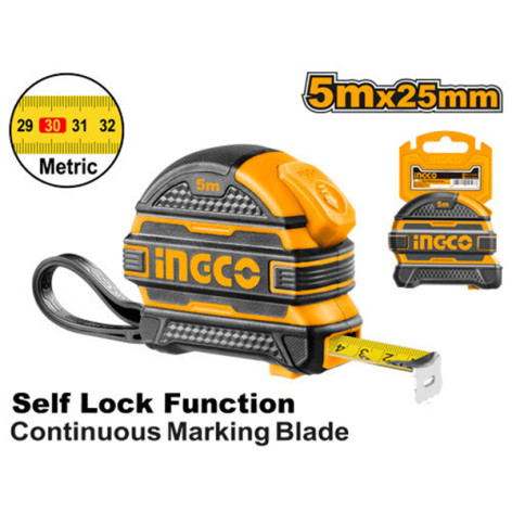 Рулетка  5м*25мм обрезиненная INGCO  HSMT08525-1