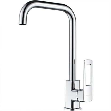 Смеситель для кухни однорыч. 35мм гайка излив высокий поворотн Латунь Хром Ledeme L4067