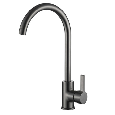 Смеситель для кухни однорыч. 35мм гайка излив высокий поворотн Латунь Оруж.сталь Ledeme L4299D