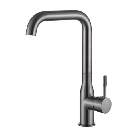 Смеситель для кухни однорыч. 35мм на шпильке излив высокий Латунь Оруж.сталь Ledeme L4698D