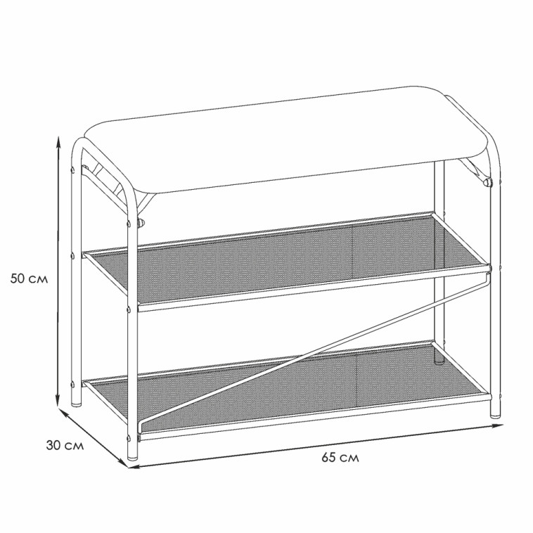 Фото Подставка металлическая для обуви 3-х ярусная 65*30*50 см сиденье черная Гранада 23 ЗМИ