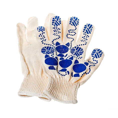 Перчатки  х/б с ПВХ Кошки белые Перчатки  х/б с ПВХ Кошки белые