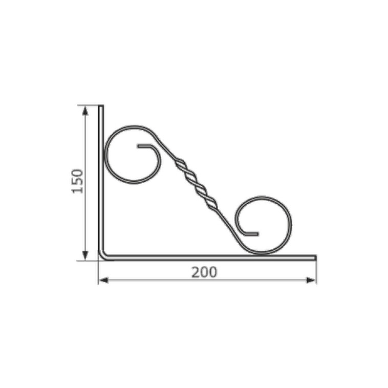 Изображение Кронштейн уголок фигурный 200х150 мод.3 черный (10) D