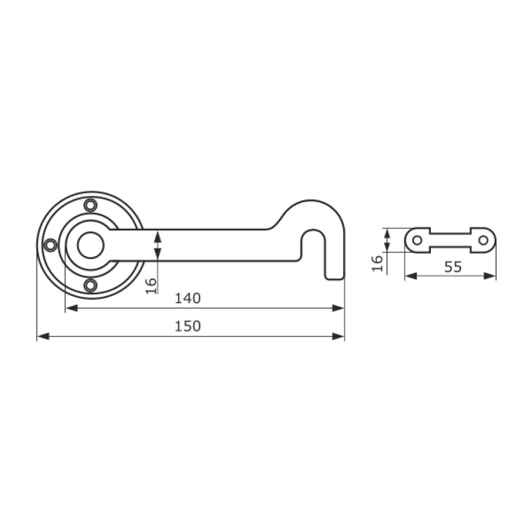 Изображение Крючок дверной 150мм черный (50) D