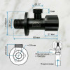 Мини изображение Кран угловой для подключения сантехнической арматуры, черный 1/2
