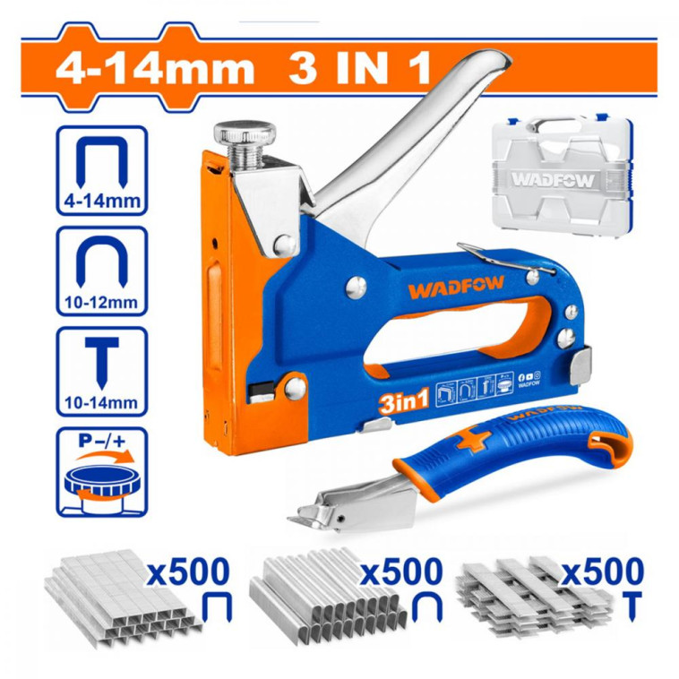 Фото Степлер 4-14 мм 3 в 1 WADFOW WGU4B06