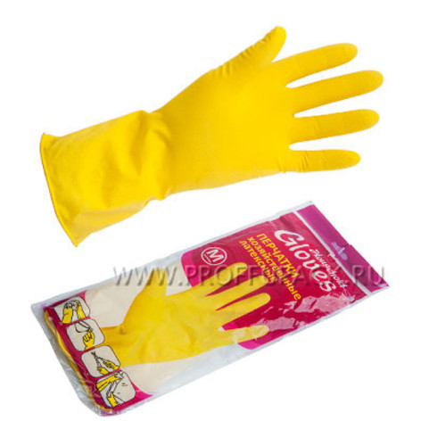 Перчатки латексные хозяйственые желтые M Libry Перчатки латексные хозяйственые желтые M Libry