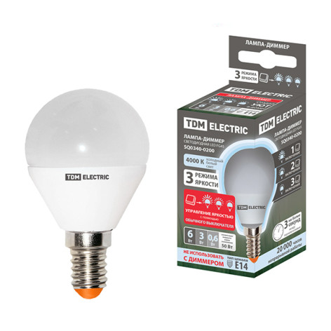 Лампа светодиодная Е14 6Вт 3000К FG45 230В Лампа-ДИММЕР TDM