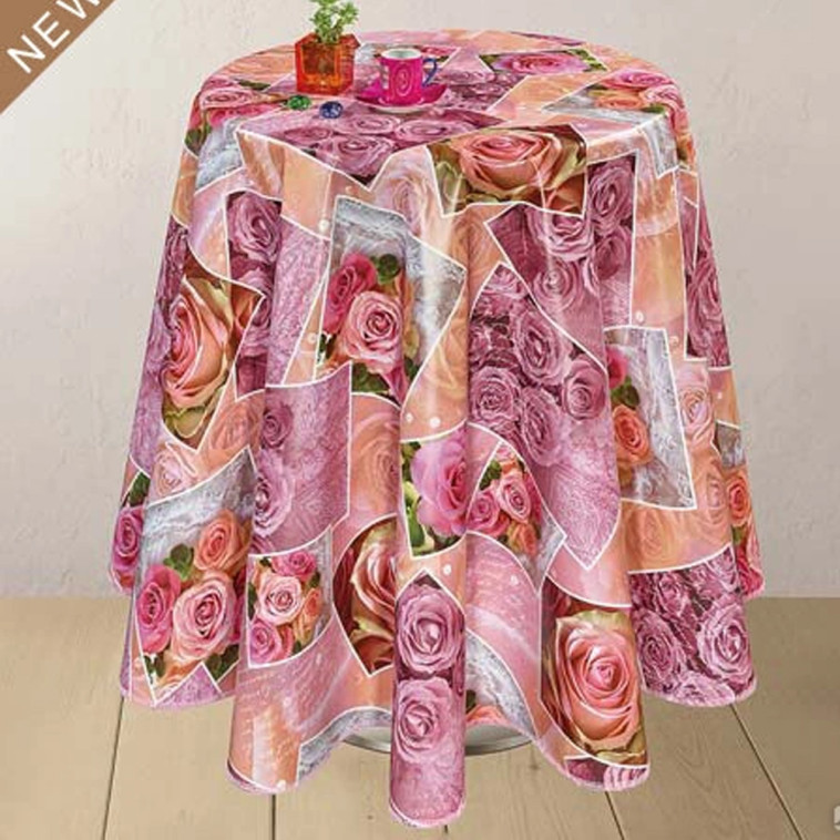 Клеенка ПВХ нетканая основа 1,4*20 м розовые розы рис 050A Dekorama