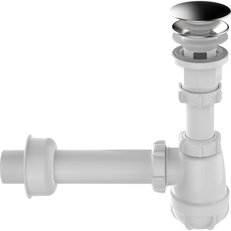 Сифон для умывальника 1 1/4х40 клик-клак (донный клапан с отв. перел) 40 Aquant (30) S5015-30-MR
