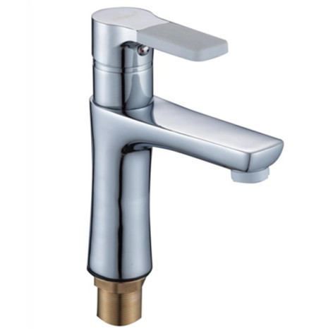 Смеситель для умывальника DIKALAN однорыч. под гайку короткий, белая ручка 35мм (12) D1076-8