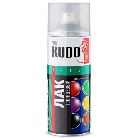 Лак аэрозольный Kudo универсальный акриловый глянцевый 520мл