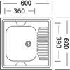 Мини изображение Мойка кухонная 60*60*16см 0,6мм. (без сифона) Vladiks L-403 левая