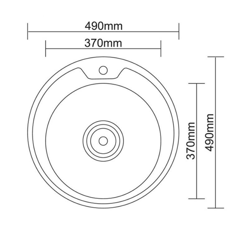 Фотография Мойка кухонная, круглая 490*165мм, Матовая, толщ. 0,6мм  врезная Accoona (15) AD4949