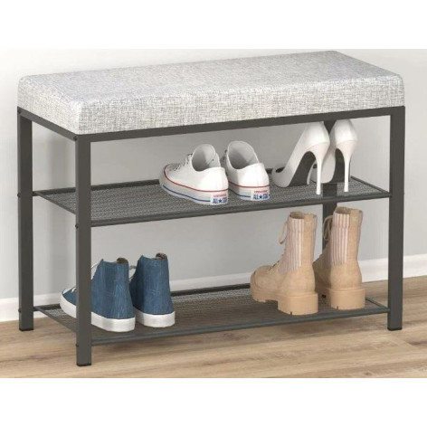 Банкетка металлическая 67*30*49 см графит сиденье серый Торонто 23S ЗМИ