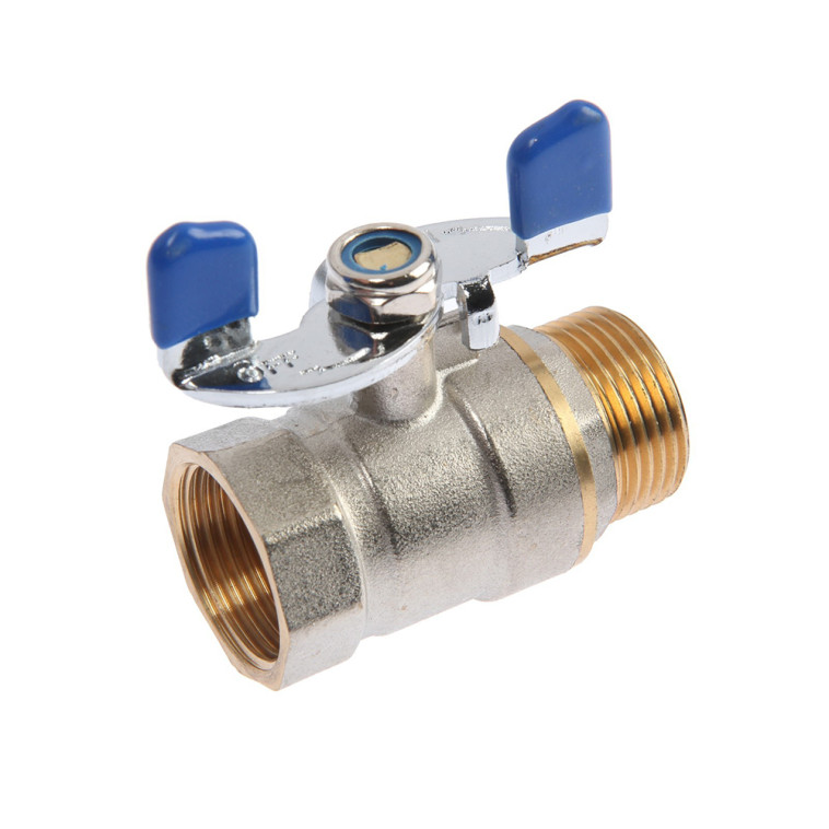 Фото Кран шаровый TIM  3/4 ГШ бабочка латунь/никель TIM (80) V03FM-1