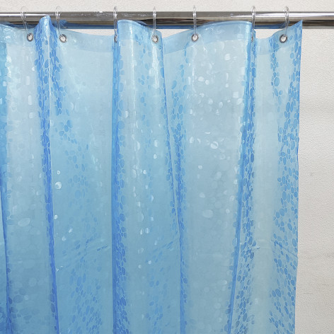 Штора для ванной 180х180см Baizheng BZ-MS1002 PEVA 90 г/см (12 колец) голубой с блестками