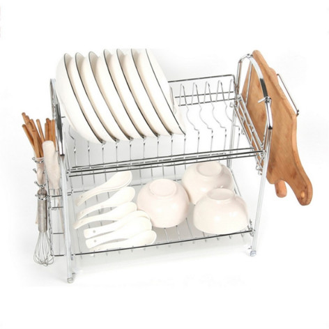 Сушилка металлическая для посуды 43*23.5*38 см 2-х ярусная металлик Baizheng