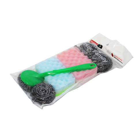 Губка поролон + металл 4 + 2 шт 25*12*4 см ассорти Baizheng Губка поролон + металл 4 + 2 шт 25*12*4 см ассорти Baizheng