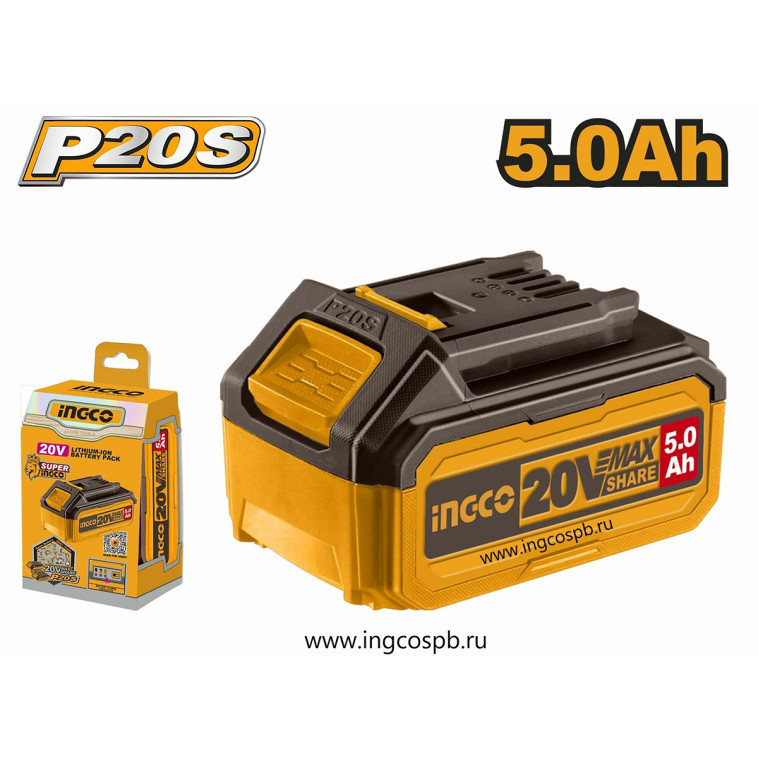 Аккумулятор INGCO FBLI20031,20В, Li-Ion, 5Ah, Индикатор заряда