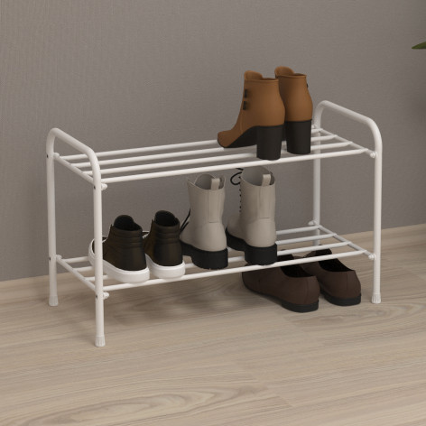 Подставка металлическая для обуви 2-х ярусная 65,5*30*40 см белый Альфа 22 ЗМИ