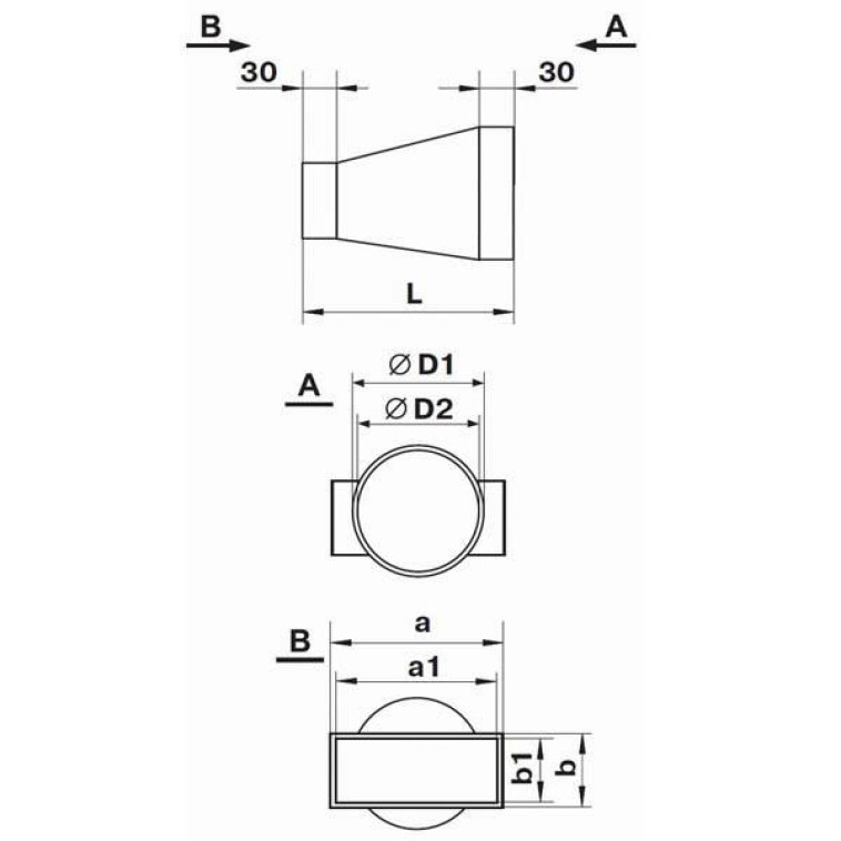 Изображение Соединитель плоский-круглый  55*110/d=100