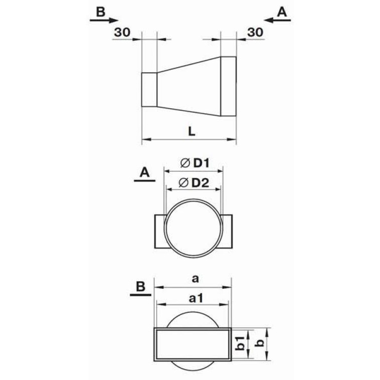 Изображение Соединитель плоский-круглый  60*120/d=100