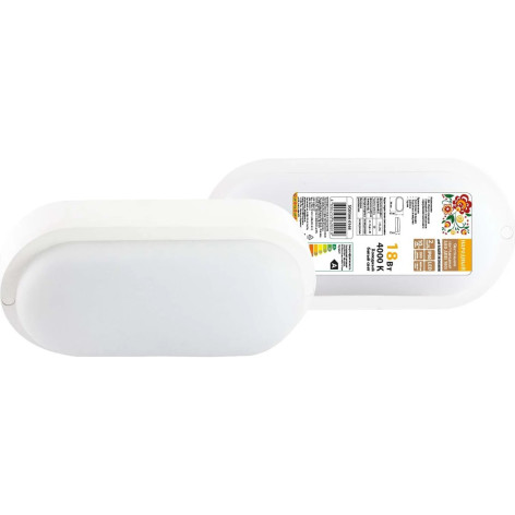 Светильник светодиодный LED ДПП 3801 18Вт 1500 лм 4000К IP65 белый овал 196*97*57 мм Народный