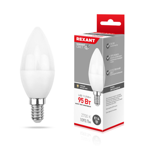 Лампа светодиодная E14 11,5 Вт 2700 K свеча 1093 лм Rexant
