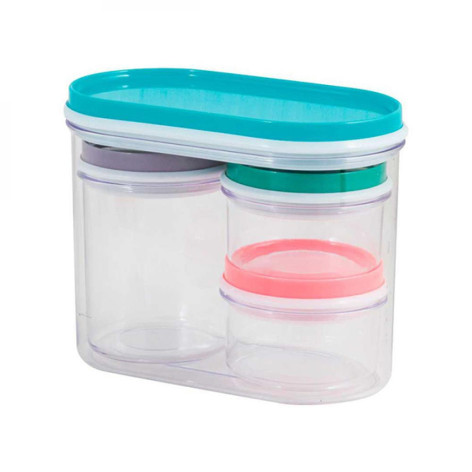 Набор пластиковый банок для хранения 4 шт Рыжий кот