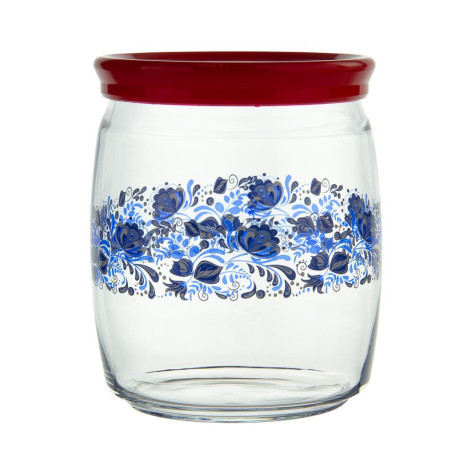 Банка стеклянная д/сыпучих продуктов 940мл ГЖЕЛЬСКИЕ УЗОРЫ Gid Glass