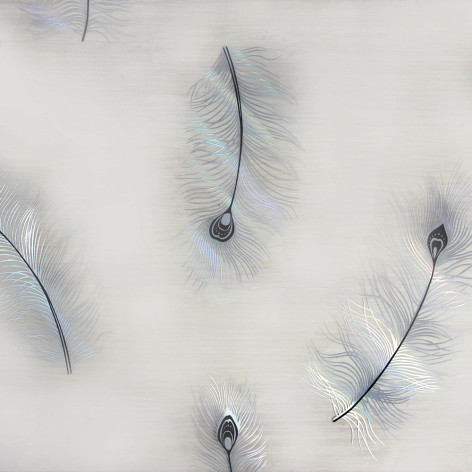 Клеенка силиконовая 0,6*20 м 0,6 мм неоновые павлиньи перья на прозрачном Baizheng