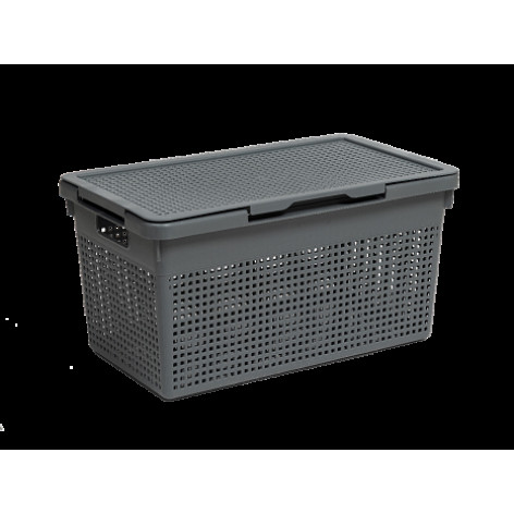 Корзина пластиковая для белья 21 л 450*260*245 мм узкая с крышкой серый Лофт Violet